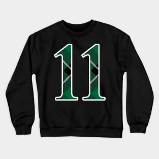 11 Sports Jersey Number Green Black Flannel Crewneck Sweatshirt